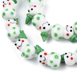 Lampwork, Glaspärlor, Snögubbe, 1st, Medium Sea Green