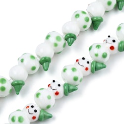 Lampwork, Glaspärlor, Snögubbe, 1st, Medium Sea Green