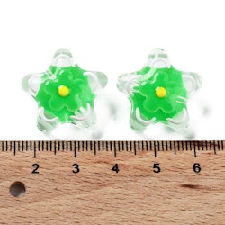 Lampwork, Glaspärlor, Blomma, 1st, Lime Green
