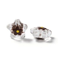 Lampwork, Glaspärlor, Blomma, 1st, Coconut Brown