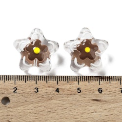 Lampwork, Glaspärlor, Blomma, 1st, Coconut Brown