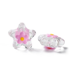 Lampwork, Glaspärlor, Blomma, 1st, Pearl Pink