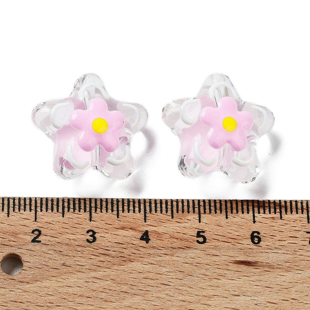 Lampwork, Glaspärlor, Blomma, 1st, Pearl Pink