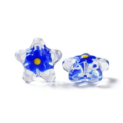 Lampwork, Glaspärlor, Blomma, 1st, Medium Blue