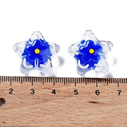 Lampwork, Glaspärlor, Blomma, 1st, Medium Blue
