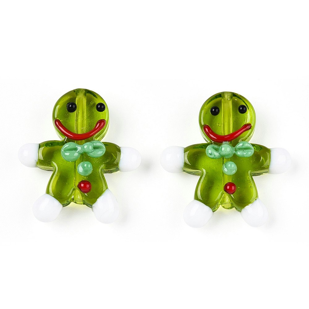 Lampwork, Glaspärlor, Pepparkaka, 1st, Olive Drab