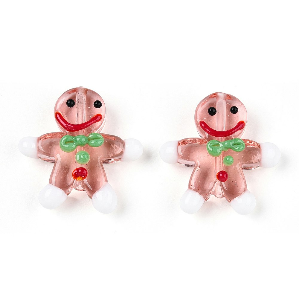 Lampwork, Glaspärlor, Pepparkaka, 1st, Salmon