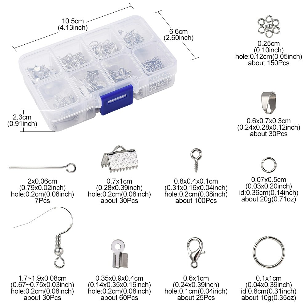 Smyckesdels-kit, 10 olika delar ,Platina