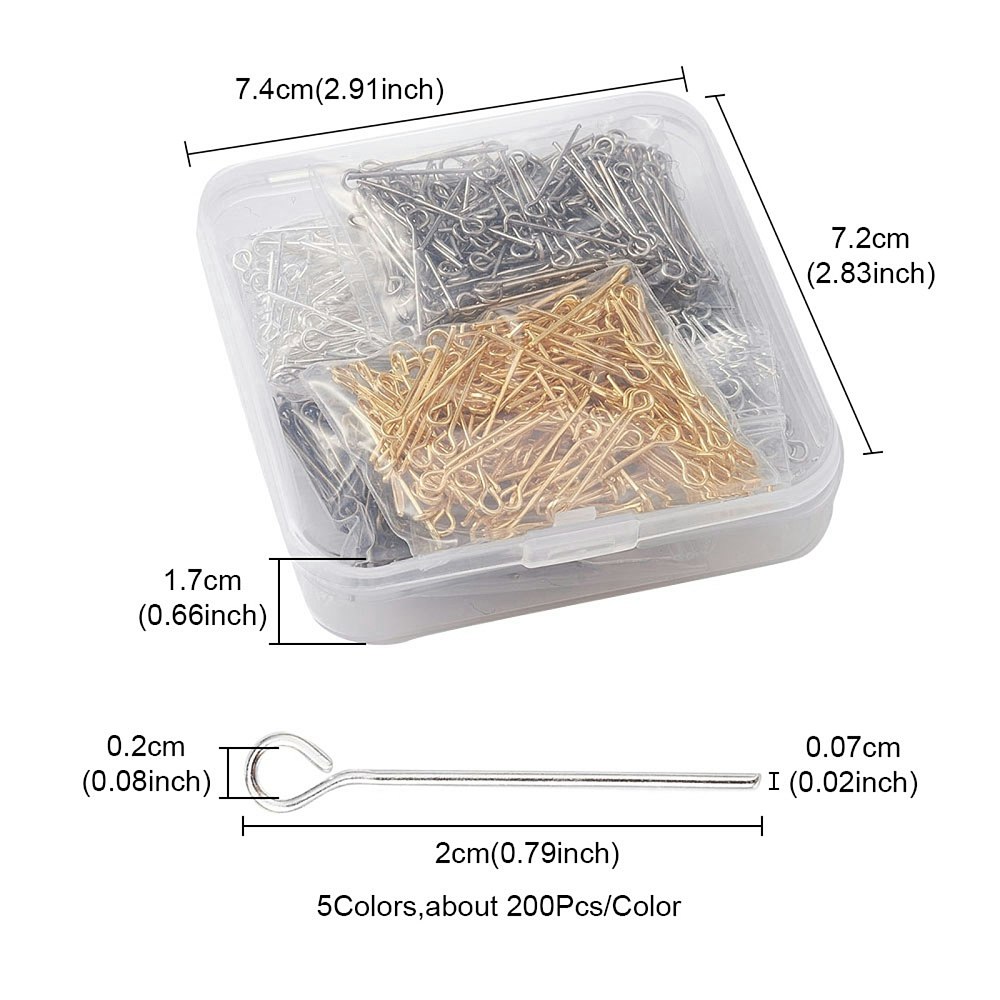 Öglepinnar-kit, 5 olika färger, 1000st