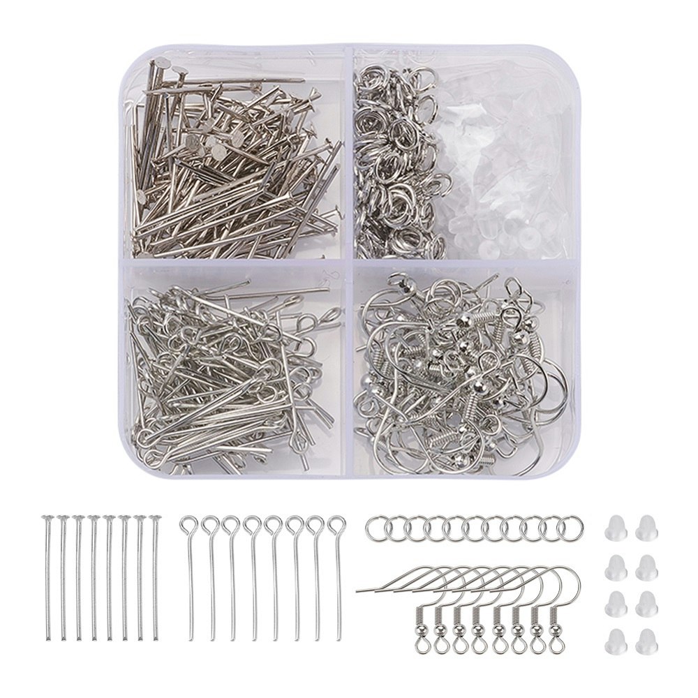 Litet örhänges-kit, 5 olika delar, Platina