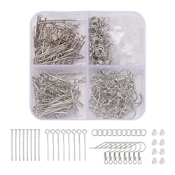 Litet örhänges-kit, 5 olika delar, Platina