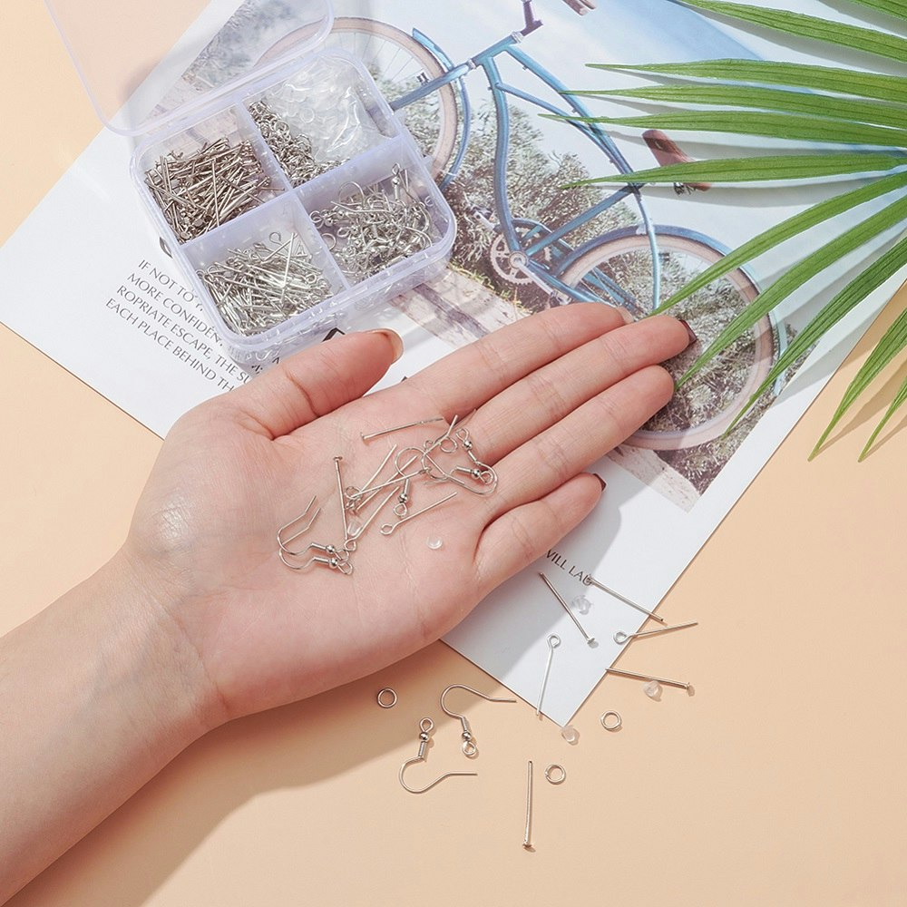 Litet örhänges-kit, 5 olika delar, Platina