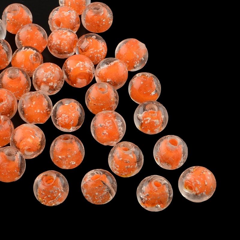 Lampwork, Glaspärlor, Lyser i mörker, Dark Orange