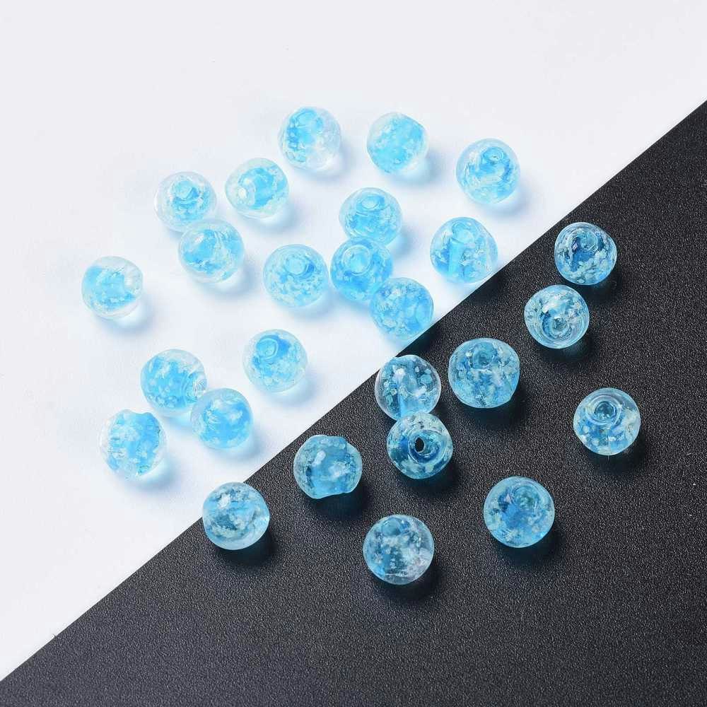 Lampwork, Glaspärlor, Lyser i mörker, Deep Sky Blue