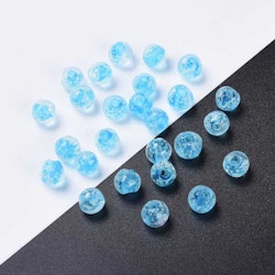 Lampwork, Glaspärlor, Lyser i mörker, Deep Sky Blue