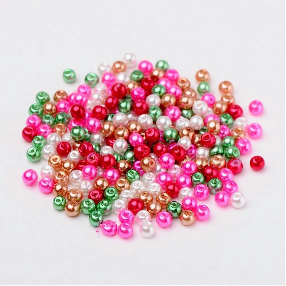Glaspärlor, 4mm, 400st, Christmas Mix
