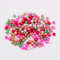 Glaspärlor, 4mm, 400st, Christmas Mix