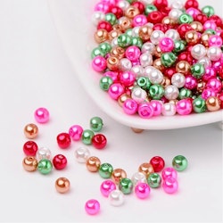Glaspärlor, 4mm, 400st, Christmas Mix