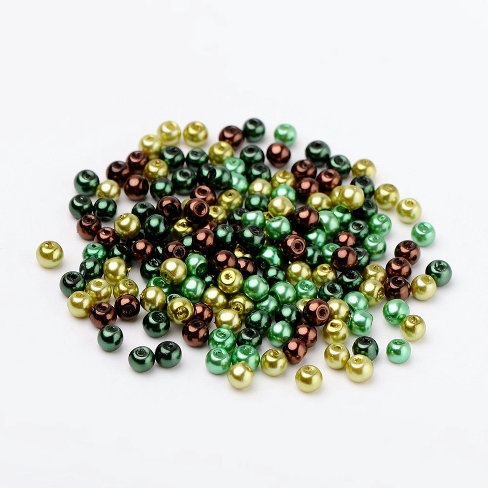 Glaspärlor, 4mm, 400st, Choc-Mint Mix