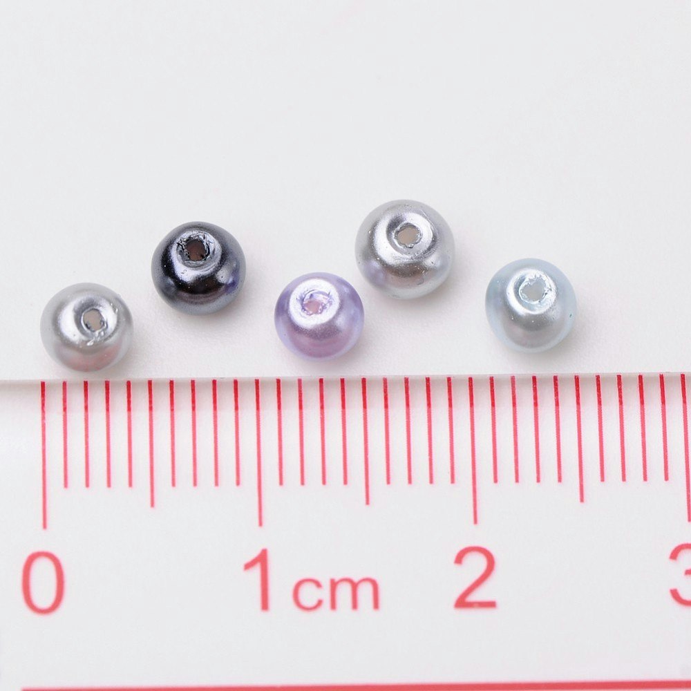 Glaspärlor, 4mm, 400st, Silver-Grey Mix