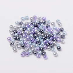 Glaspärlor, 4mm, 400st, Silver-Grey Mix