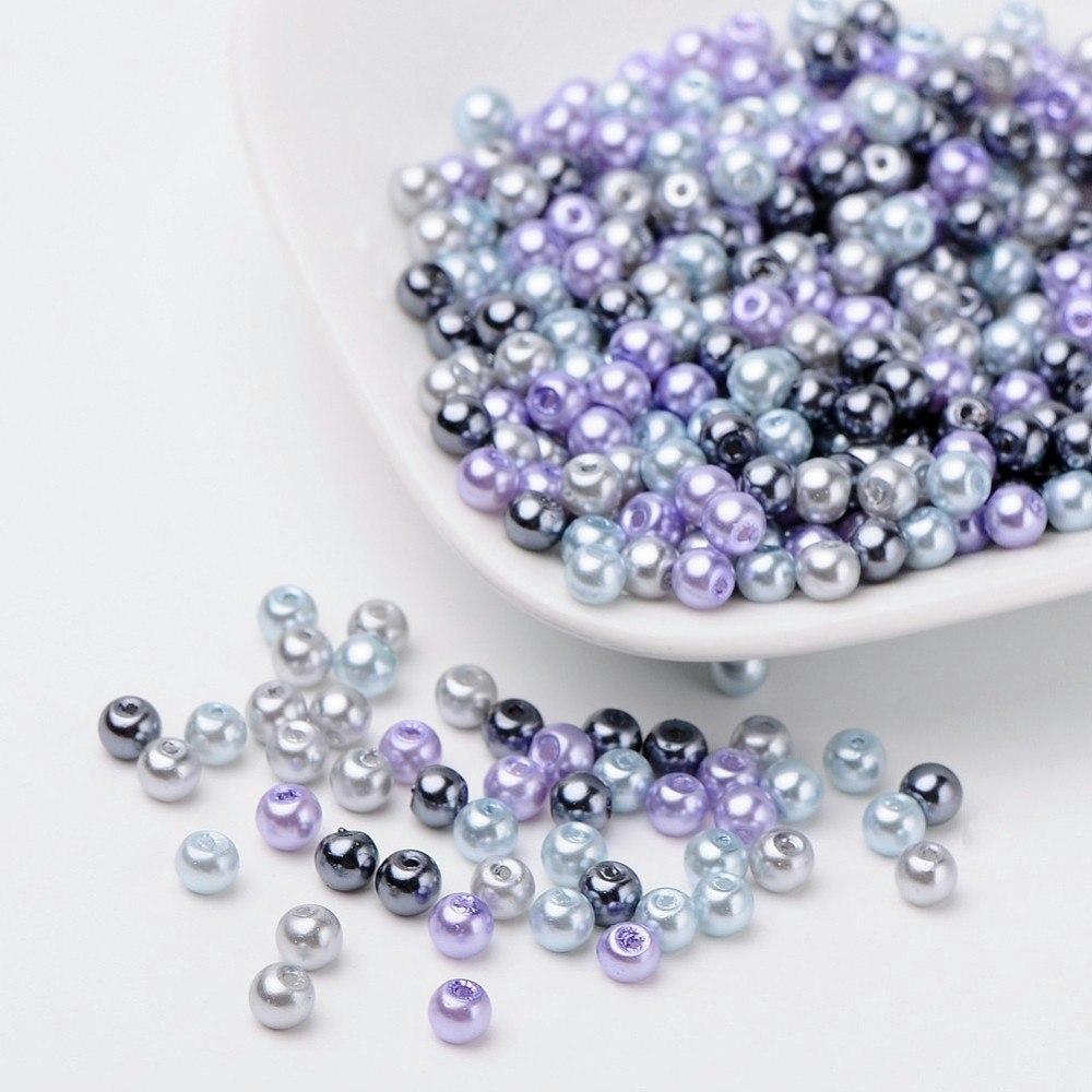Glaspärlor, 4mm, 400st, Silver-Grey Mix