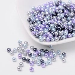 Glaspärlor, 4mm, 400st, Silver-Grey Mix