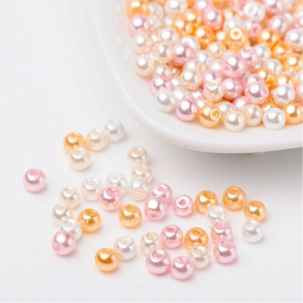 Glaspärlor, 4mm, 400st, Barely Pink Mix