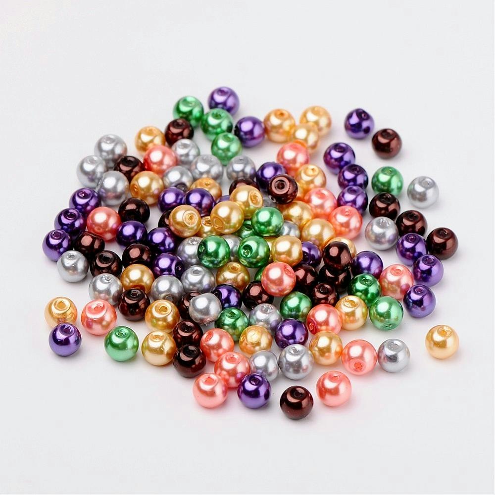 Glaspärlor, 6mm, 200st, Halloween Mix
