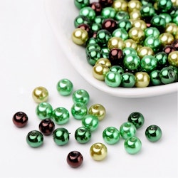 Glaspärlor, 6mm, 200st, Choc-Mint Mix