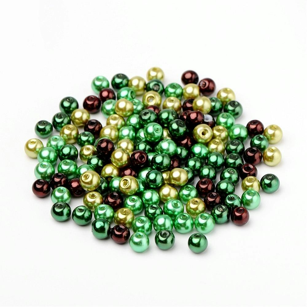 Glaspärlor, 6mm, 200st, Choc-Mint Mix