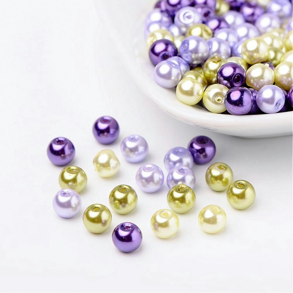 Glaspärlor, 6mm, 200st, Lavender Garden Mix