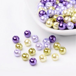 Glaspärlor, 6mm, 200st, Lavender Garden Mix