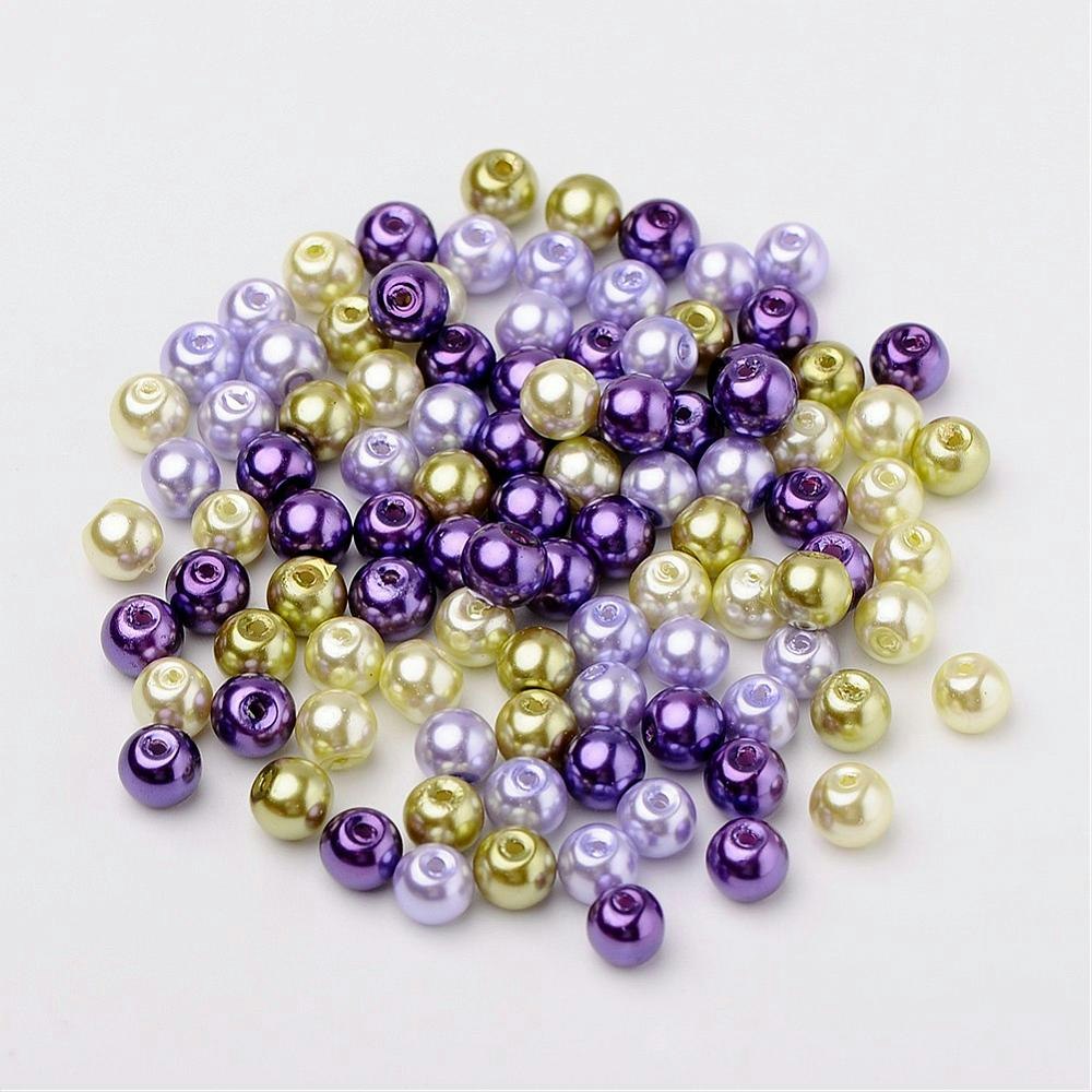 Glaspärlor, 6mm, 200st, Lavender Garden Mix