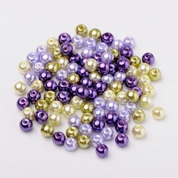 Glaspärlor, 6mm, 200st, Lavender Garden Mix