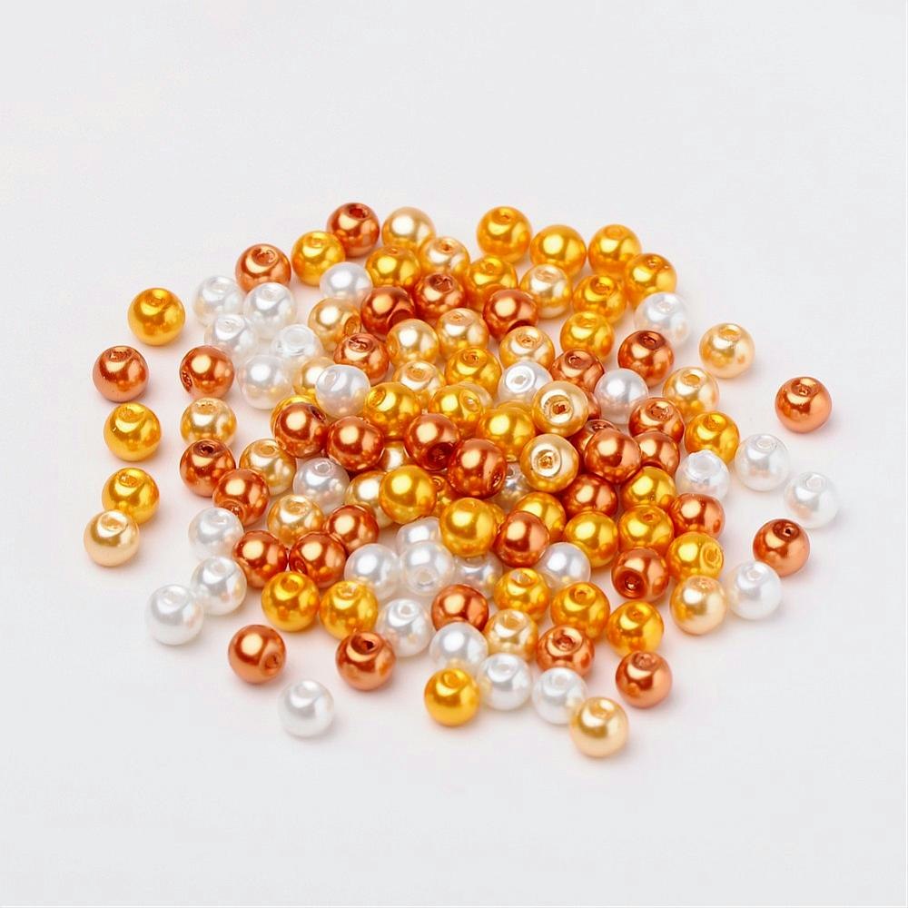 Glaspärlor, 6mm, 200st, Caramel Mix