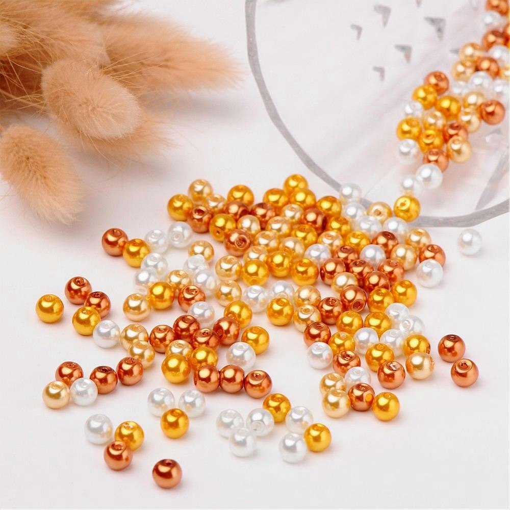Glaspärlor, 6mm, 200st, Caramel Mix