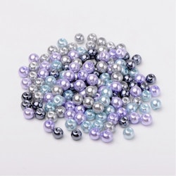 Glaspärlor, 6mm, 200st, Silver-Grey Mix