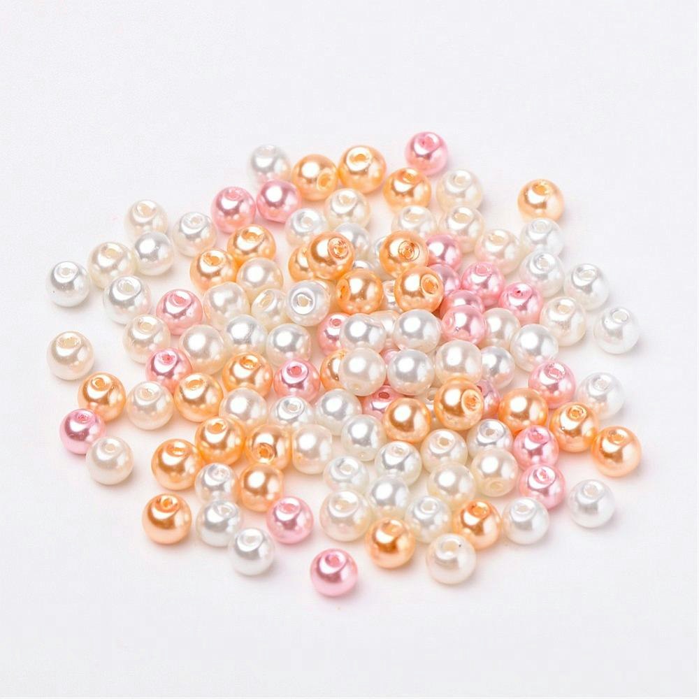 Glaspärlor, 6mm, 200st, Barely Pink Mix