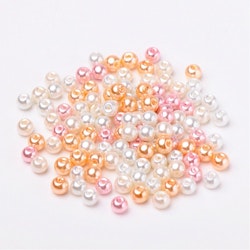 Glaspärlor, 6mm, 200st, Barely Pink Mix