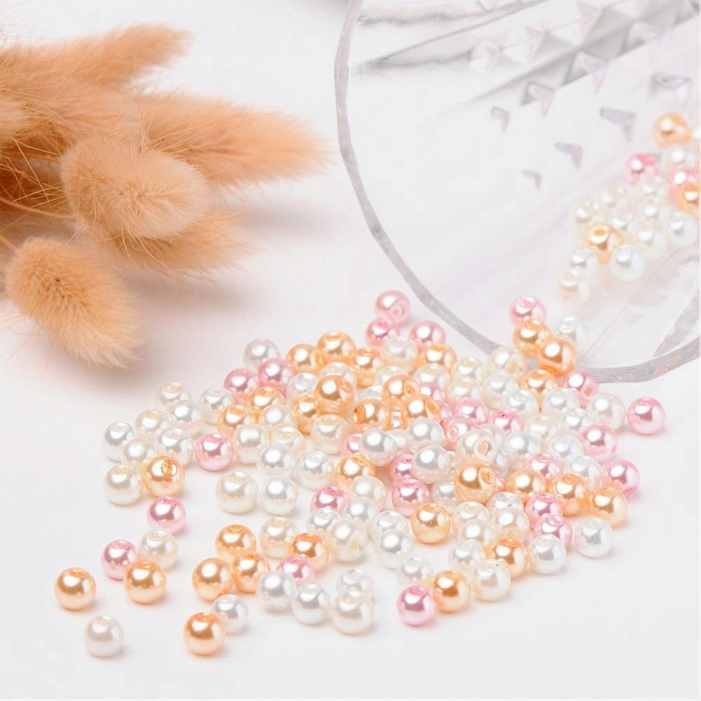 Glaspärlor, 6mm, 200st, Barely Pink Mix