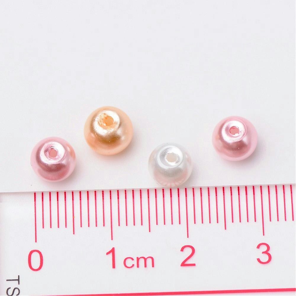 Glaspärlor, 6mm, 200st, Barely Pink Mix