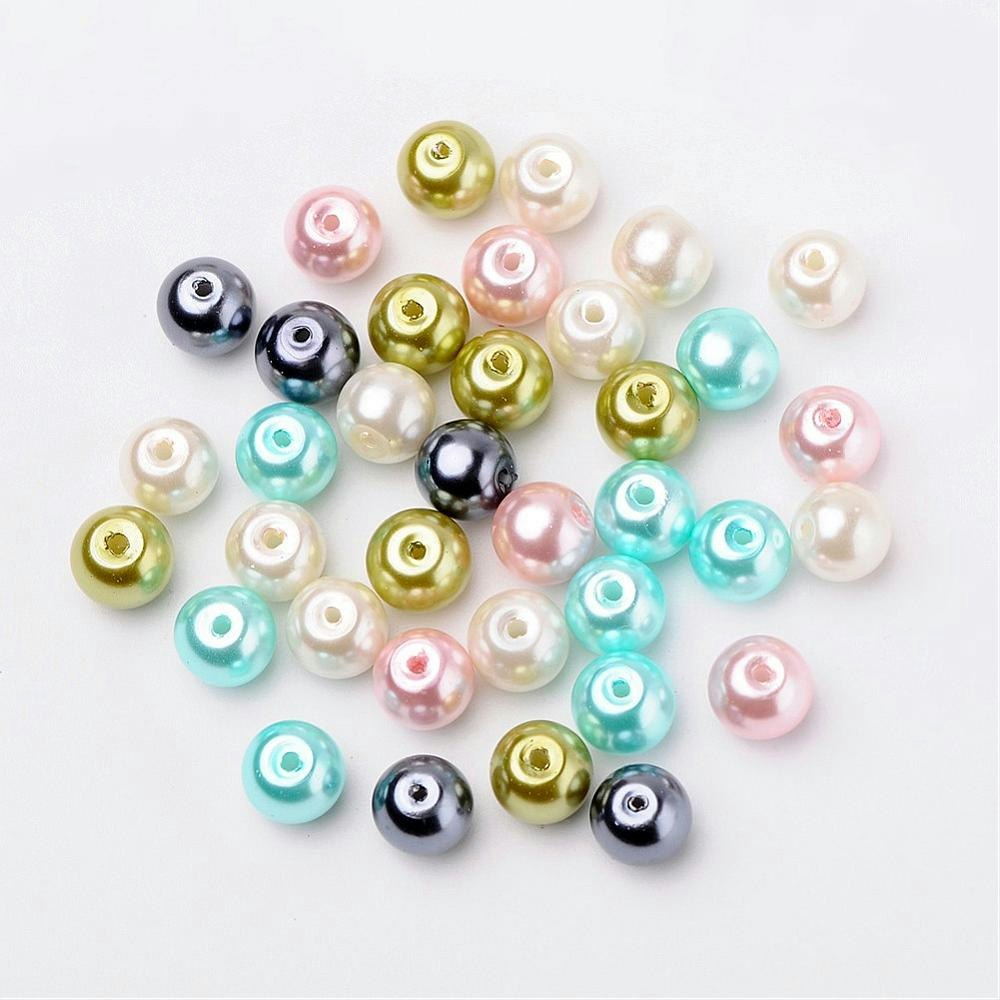 Glaspärlor, 8mm, 100st, Pastel Mix