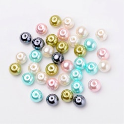 Glaspärlor, 8mm, 100st, Pastel Mix