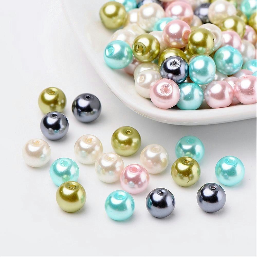 Glaspärlor, 8mm, 100st, Pastel Mix