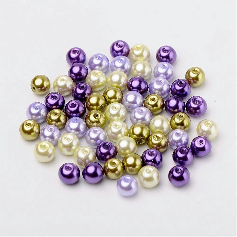 Glaspärlor, 8mm, 100st, Lavender Garden Mix