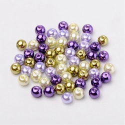 Glaspärlor, 8mm, 100st, Lavender Garden Mix