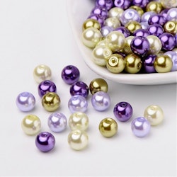 Glaspärlor, 8mm, 100st, Lavender Garden Mix