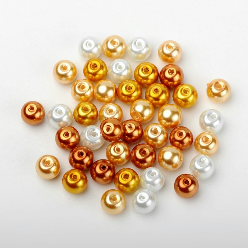 Glaspärlor, 8mm, 100st, Caramel Mix