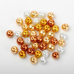 Glaspärlor, 8mm, 100st, Caramel Mix